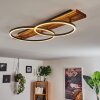 LED Deckenleuchte Pompu mit überlappenden Ringen, dunkle Holzplatte, 3000K warmweiß