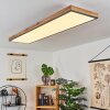 LED Panel-Deckenleuchte Salmi, flach-längliche Form, Holzoptik-Rahmen, 3000K warmweiß