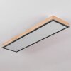 LED Panel-Deckenleuchte Salmi, flach-längliche Form, Holzoptik-Rahmen, 3000K warmweiß