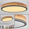 Flache runde moderne LED-Deckenleuchte Salmi in Holzoptik, 3000K warmweiß