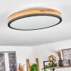 Flache runde moderne LED-Deckenleuchte Salmi in Holzoptik, 3000K warmweiß