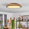 Flache runde moderne LED-Deckenleuchte Salmi in Holzoptik, 3000K warmweiß