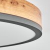 Flache runde moderne LED-Deckenleuchte Salmi in Holzoptik, 3000K warmweiß