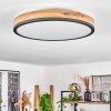 Flache runde moderne LED-Deckenleuchte Salmi in Holzoptik, 3000K warmweiß