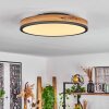 Flache runde moderne LED-Deckenleuchte Salmi in Holzoptik, 3000K warmweiß