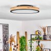 Flache runde moderne LED-Deckenleuchte Salmi in Holzoptik, 3000K warmweiß