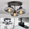 Retro-Cluster-Deckenleuchte Haikala mit 3 ovalen rauchfarbenen Glasschirmen