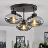 Retro-Cluster-Deckenleuchte Haikala mit 3 ovalen rauchfarbenen Glasschirmen