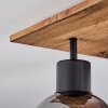 Deckenleuchte Vouhet mit quadratischer Holzoptik-Deckenplatte und 4 Rauchglasschirmen