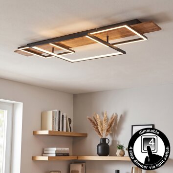 Pompu Deckenleuchte LED Naturfarben, Schwarz, 1-flammig