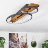 LED Deckenleuchte Nevogilde, ovale Elemente, Holzbalken in Naturfarben, 3000K warmweiß