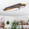 LED Deckenleuchte Nevogilde, ovale Elemente, Holzbalken in Naturfarben, 3000K warmweiß