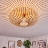 Skandinavische Käfig-Deckenleuchte Oravi, mit radial geschwungenem Schirm in beige