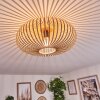 Skandinavische Käfig-Deckenleuchte Oravi, mit radial geschwungenem Schirm in beige