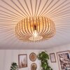 Skandinavische Deckenleuchte Wemude mit Käfigschirm in Beige, sichtbare E27-Fassung