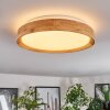 Naturfarbene LED Holzring-Deckenleuchte Sofo, flach und rund, 3000K warmweiß