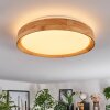 Naturfarbene LED Holzring-Deckenleuchte Sofo, flach und rund, 3000K warmweiß
