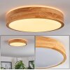 LED Holz-Deckenleuchte Sofo, flach und rund mit Naturfarben-Ring, 3000 Kelvin warmweiß