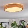 LED Holz-Deckenleuchte Sofo, flach und rund mit Naturfarben-Ring, 3000 Kelvin warmweiß