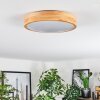 LED Holz-Deckenleuchte Sofo, flach und rund mit Naturfarben-Ring, 3000 Kelvin warmweiß