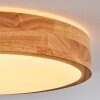 LED Holz-Deckenleuchte Sofo, flach und rund mit Naturfarben-Ring, 3000 Kelvin warmweiß
