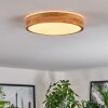 LED Holz-Deckenleuchte Sofo, flach und rund mit Naturfarben-Ring, 3000 Kelvin warmweiß