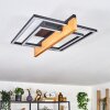 Moderne LED Deckenleuchte Pompu mit Holzbalken in Naturfarben, 3000 Kelvin warmweiß