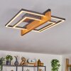 Moderne LED Deckenleuchte Pompu mit Holzbalken in Naturfarben, 3000 Kelvin warmweiß