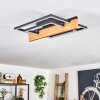 Moderne LED Deckenleuchte Pompu mit Holzbalken in Naturfarben, 3000 Kelvin warmweiß
