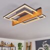 Moderne LED Deckenleuchte Pompu mit Holzbalken in Naturfarben, 3000 Kelvin warmweiß