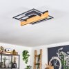 Moderne LED Deckenleuchte Pompu mit Holzbalken in Naturfarben, 3000 Kelvin warmweiß