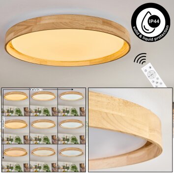 LED Holz-Deckenleuchte Tabernas mit Fernbedienung, dimmbar Lichtfarbe 2700-6500K, ø 42 cm
