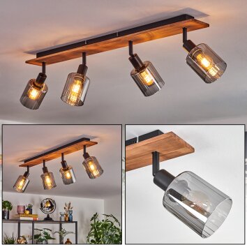 Aggebu Deckenleuchte Glas 8 cm Naturfarben, Schwarz, 4-flammig