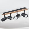 Industrial-Spot-Deckenleuchte Guardais mit Holzoptik-Platte, für Flur und Eingangsbereich