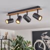 Industrial-Spot-Deckenleuchte Guardais mit Holzoptik-Platte, für Flur und Eingangsbereich