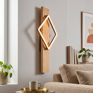 Pompu Wandleuchte LED Naturfarben, Schwarz, 1-flammig