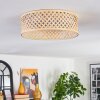 Flache LED Deckenleuchte Barroco mit Bambus-Rautenschirm, Naturfarben, 3000 Kelvin warmweiß