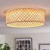 Flache LED Deckenleuchte Barroco mit Bambus-Rautenschirm, Naturfarben, 3000 Kelvin warmweiß