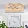 Flache LED Deckenleuchte Barroco mit Bambus-Rautenschirm, Naturfarben, 3000 Kelvin warmweiß