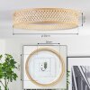 Runde LED-Deckenleuchte Barroco, Bambusgeflecht, Memoryfunktion, 3000 Kelvin, Naturfarben