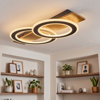 Besperia Deckenleuchte LED Holzoptik, Schwarz, 1-flammig