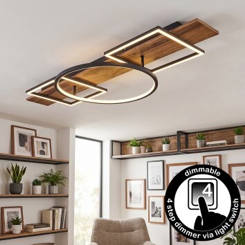 Pompu Deckenleuchte LED Braun, Holzoptik, Schwarz, 1-flammig