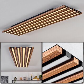 LED Panel-Deckenleuchte Tandragee, flache längliche Lamellen in Holzoptik 3000K warmweiß