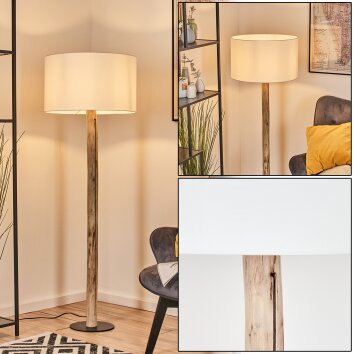 Flemming Stehleuchte 50 cm Naturfarben, Schwarz, 1-flammig
