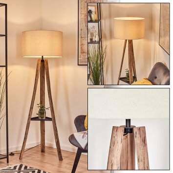 Flemming Stehleuchte 50 cm Naturfarben, Schwarz, 1-flammig