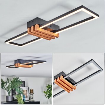Macos Deckenleuchte LED Holzoptik, Schwarz, 1-flammig