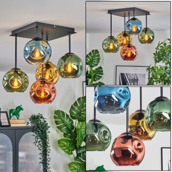 Ripoll Deckenleuchte Glas 15 cm Blau, Gold, Grün, Kupferfarben, 5-flammig