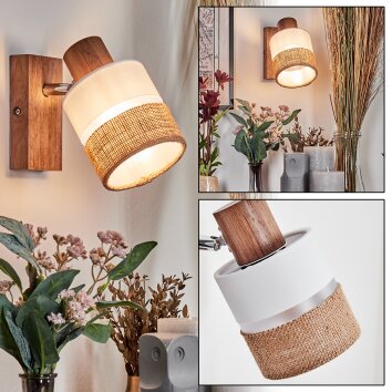 Fallhagen Wandleuchte Chrom, Holz dunkel, 1-flammig