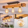 Holz-Deckenleuchte Montgomery, Vintage Balken in Naturfarben, 3 Fassungen E27
