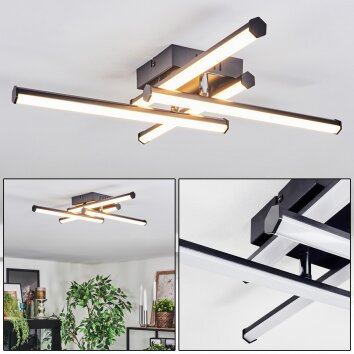 Fenol Deckenleuchte LED Chrom, Schwarz, 1-flammig
